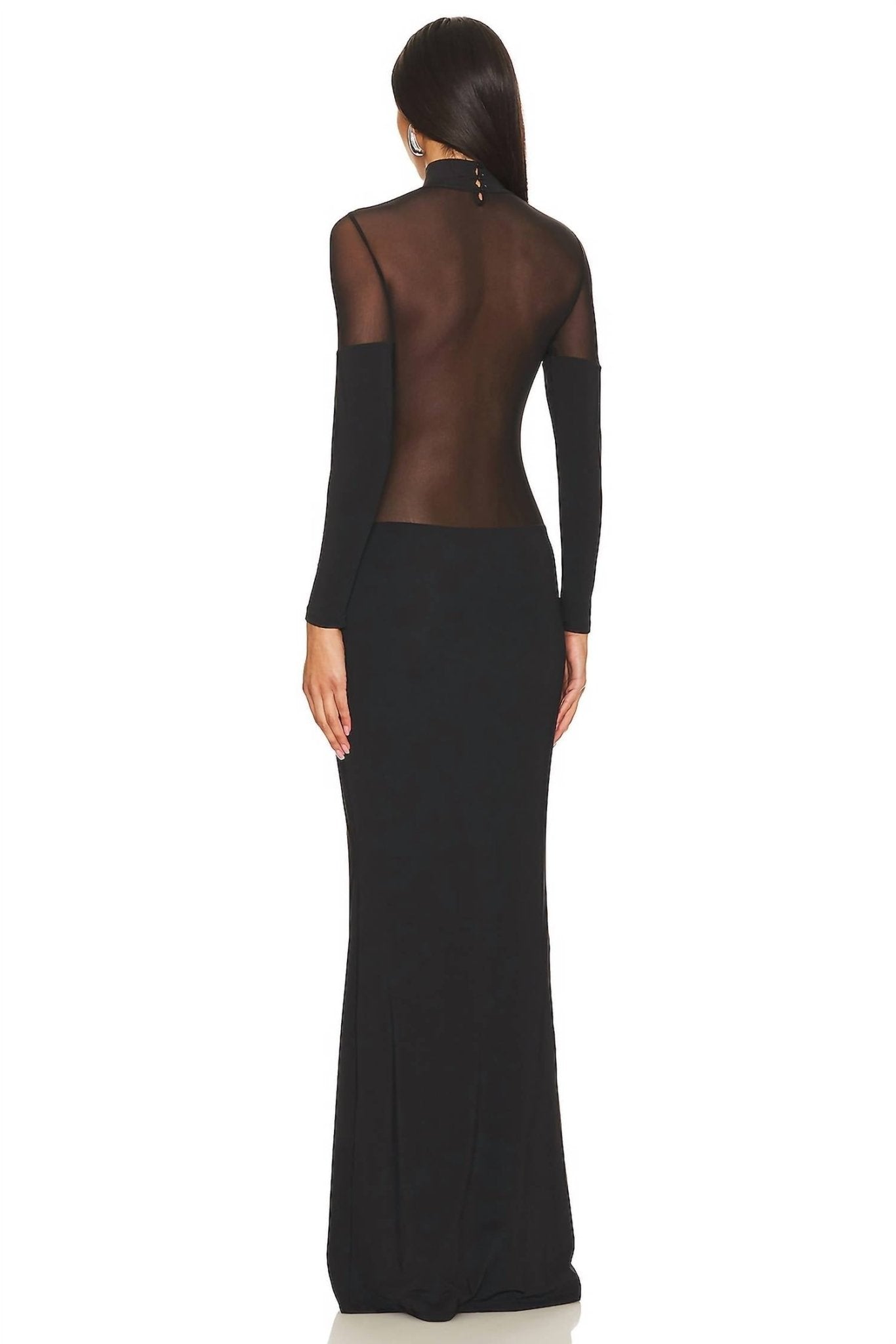 Ser.O.Ya - Kaya Mesh Cut Out Maxi Dress - black - clothing - dresses