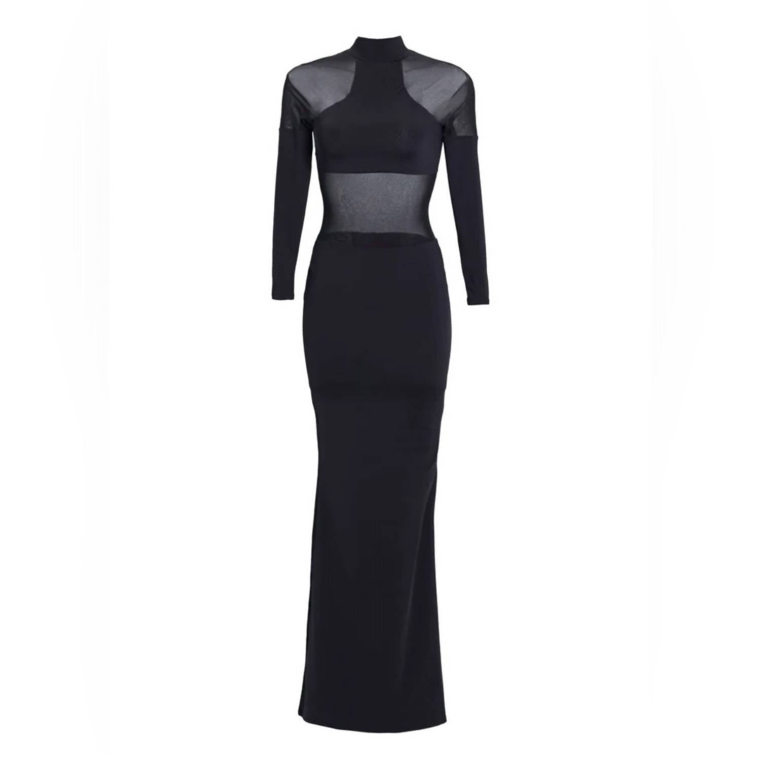 Ser.O.Ya - Kaya Mesh Cut Out Maxi Dress - black - clothing - dresses