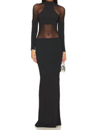 Ser.O.Ya - Kaya Mesh Cut Out Maxi Dress - black - clothing - dresses