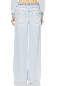 Ser.O.Ya - Saphira Doublewaisted Wide Leg Jeans - blue - clothing - cotton