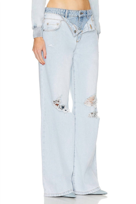 Ser.O.Ya - Saphira Doublewaisted Wide Leg Jeans - blue - clothing - cotton