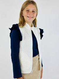 Set Proper - Girl's Elizabeth Long Sleeve Ruffle Tee - blue - clothing - kids