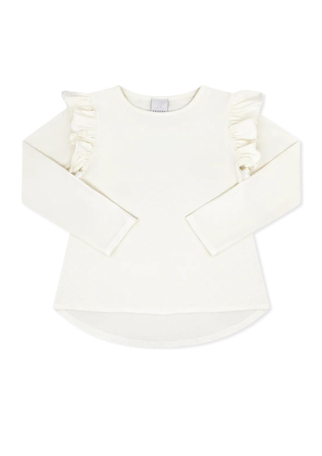 Set Proper - Girl's Elizabeth Long Sleeve Ruffle Tee - clothing - kids - shirts