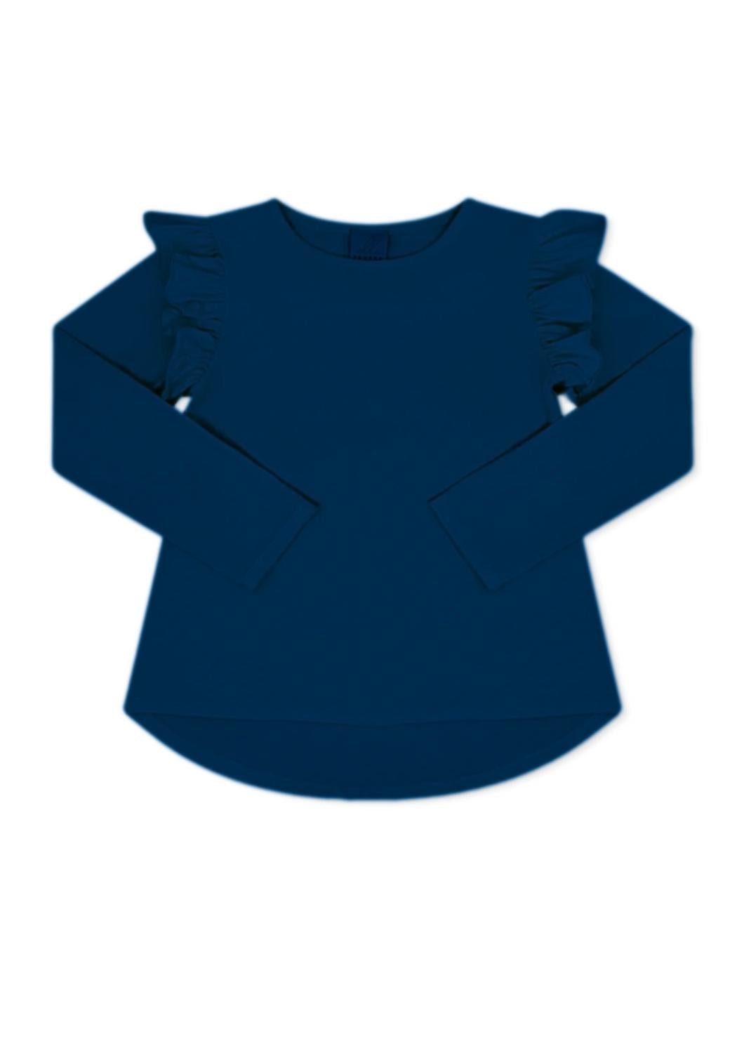 Set Proper - Girl's Elizabeth Long Sleeve Ruffle Tee - blue - clothing - kids