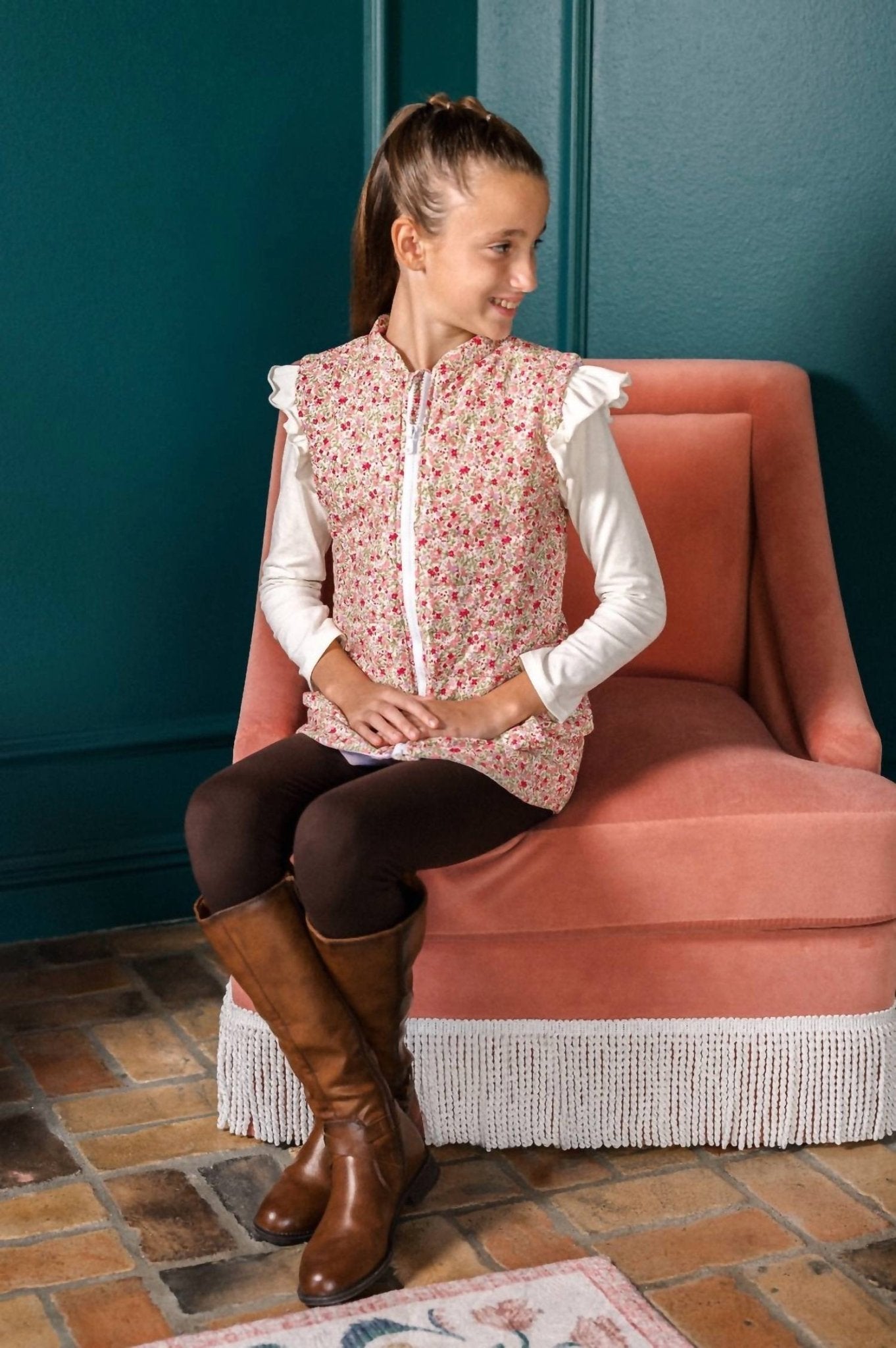Set Proper - Girl's Layne Vest - clothing - coats - floral