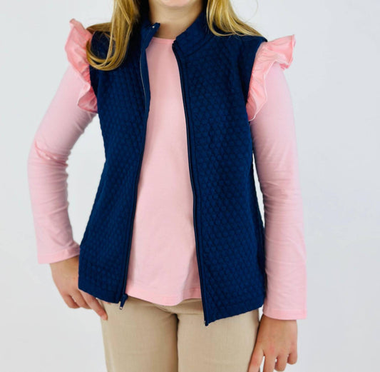 Set Proper - Girl's Quilted Virginia Vest - blue - clothing - coats