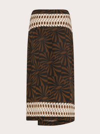 Seventy - Women's Graphic Print Midi Skirt - brown - clothing - knee - length - skirts