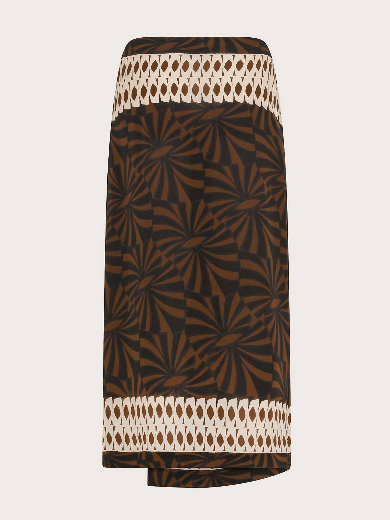 Seventy - Women's Graphic Print Midi Skirt - brown - clothing - knee - length - skirts