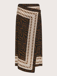 Seventy - Women's Graphic Print Midi Skirt - brown - clothing - knee - length - skirts