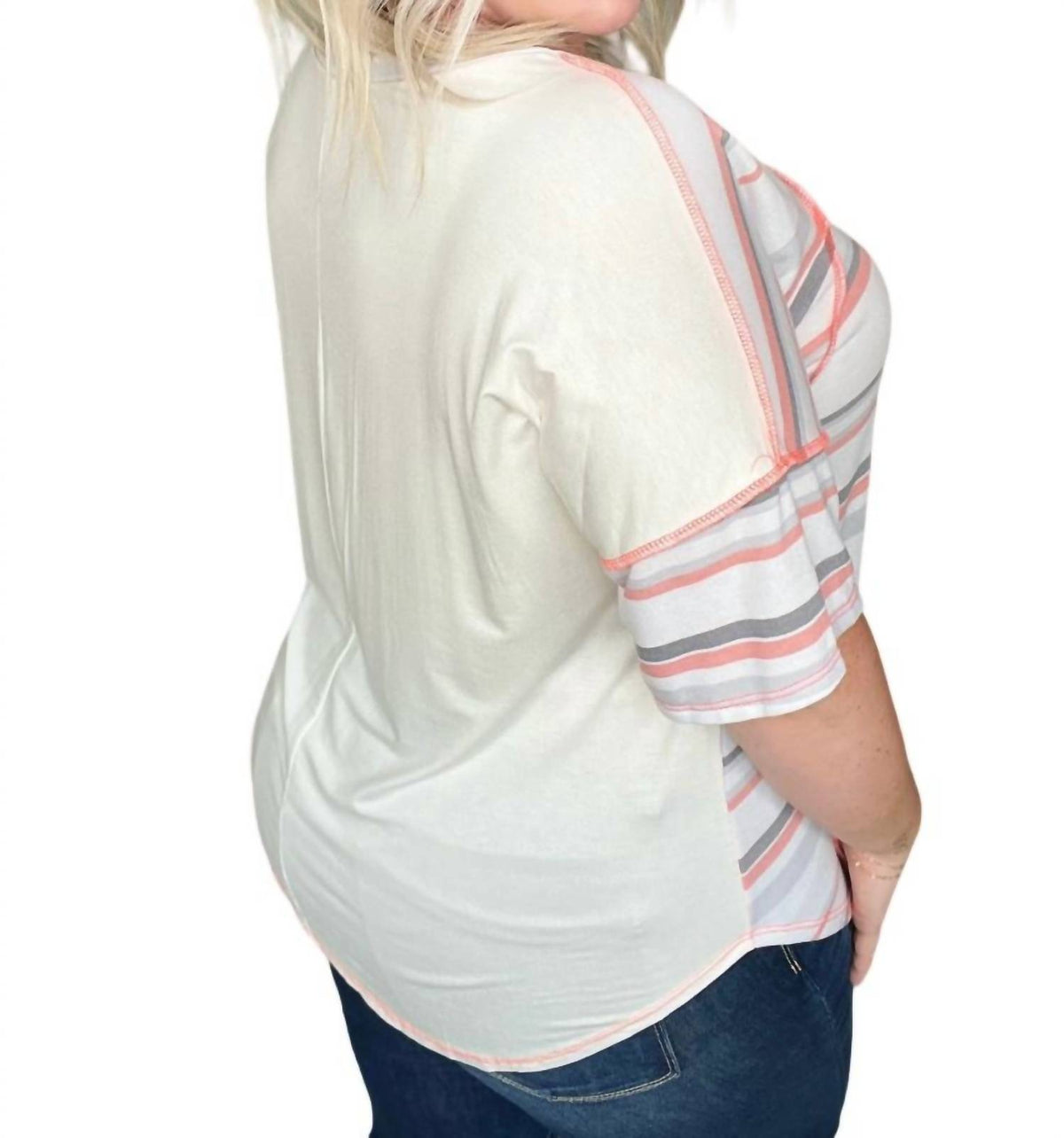 Sew In Love - Round Neck Drop Shoulder Striped Top