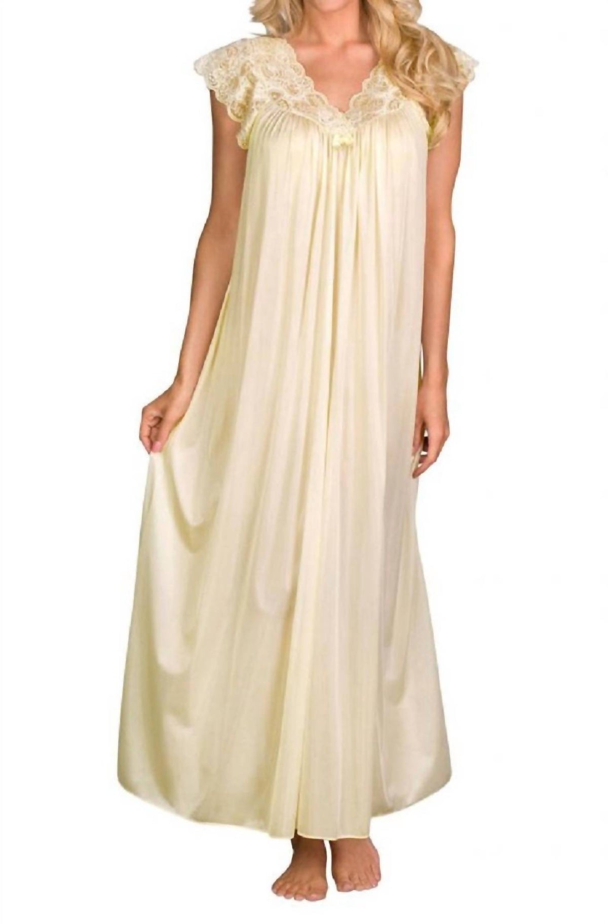 Shadowline Lingerie - Long Lace Cap Sleeve Nightgown