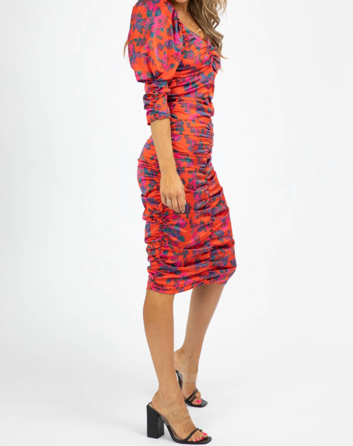 Shampoo - Ruched Floral Midi Dress