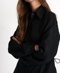 Shan - Linen Shirt Dress - black - clothing - dresses