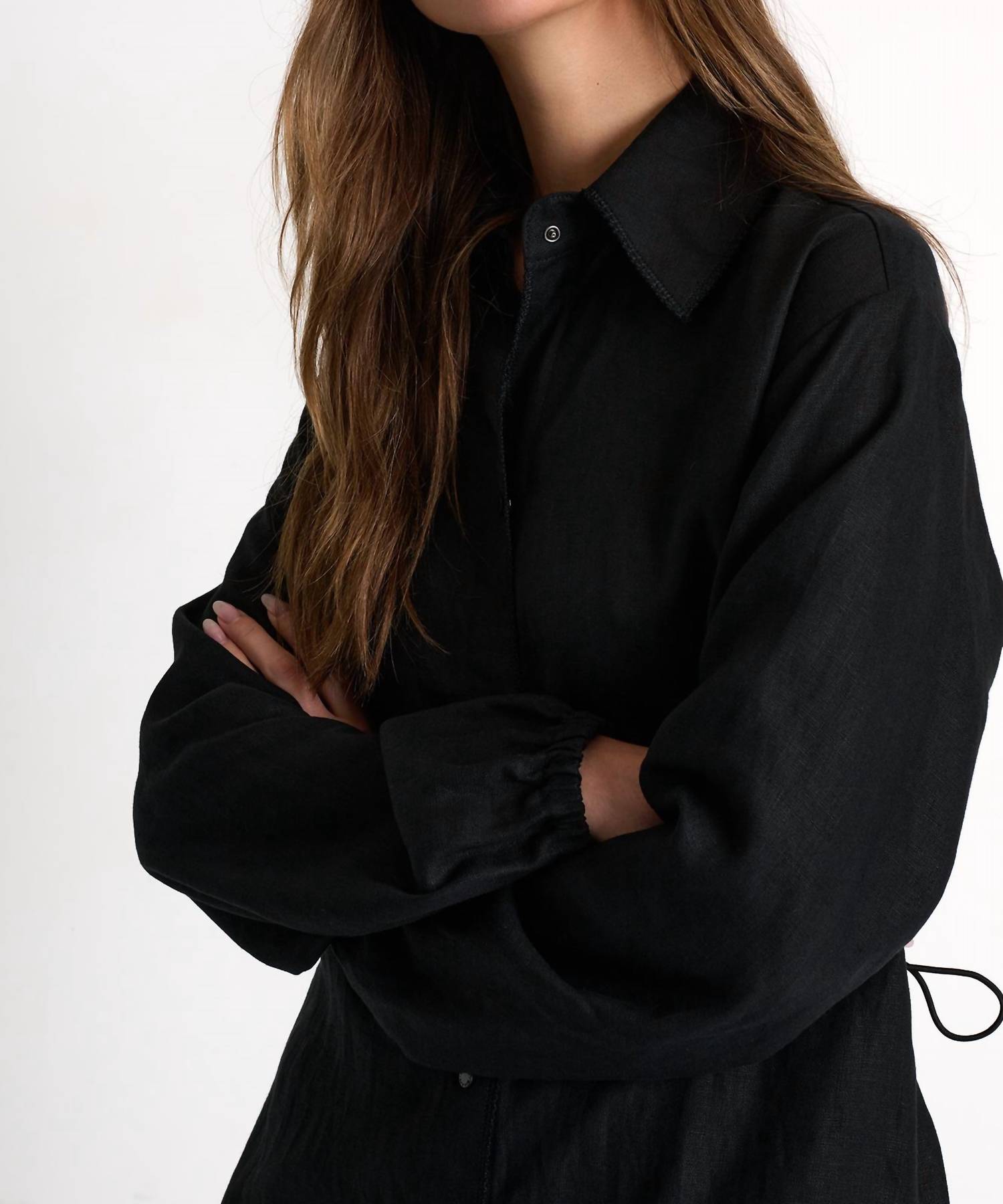 Shan - Linen Shirt Dress - black - clothing - dresses