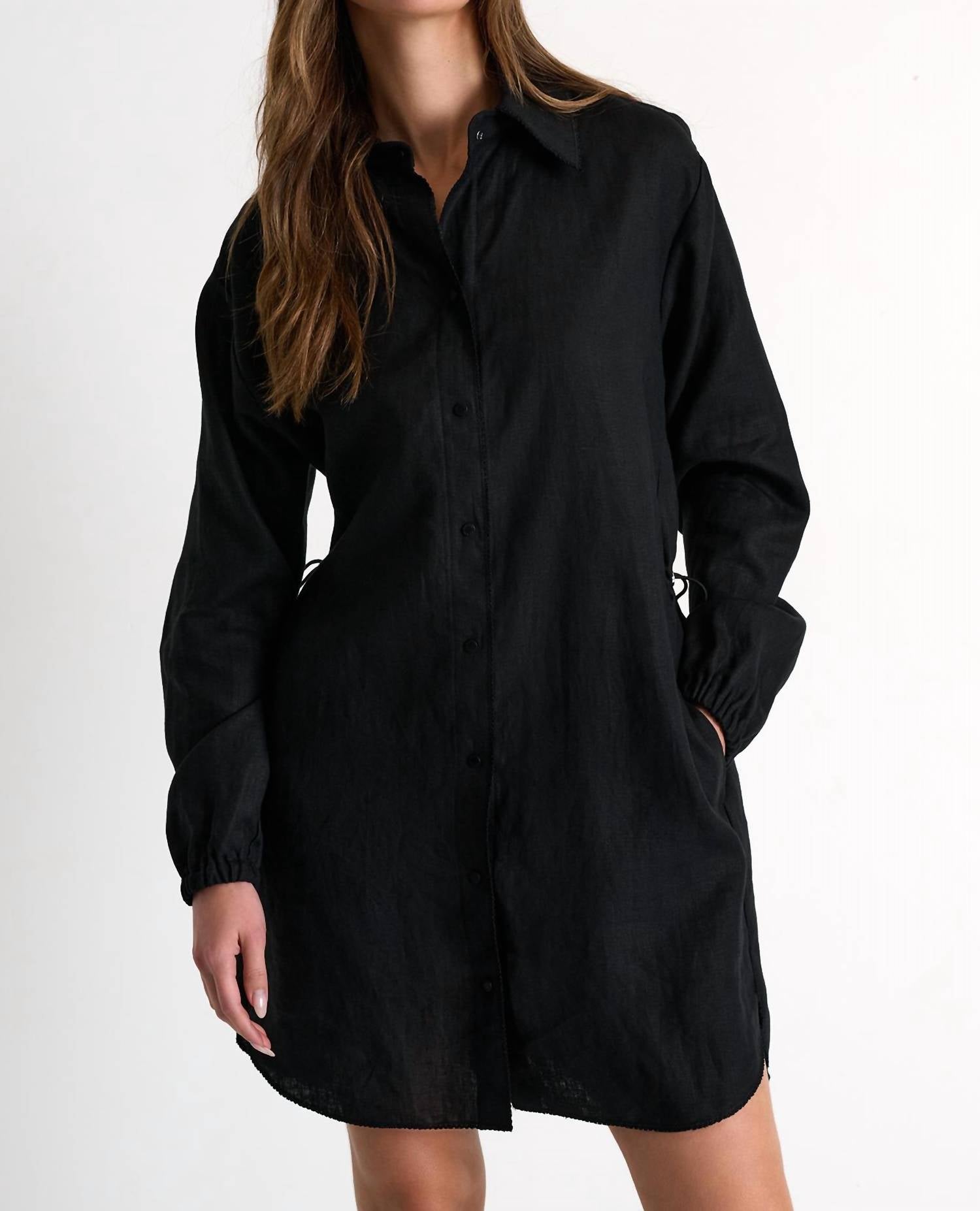 Shan - Linen Shirt Dress - black - clothing - dresses