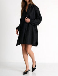 Shan - Linen Shirt Dress - black - clothing - dresses