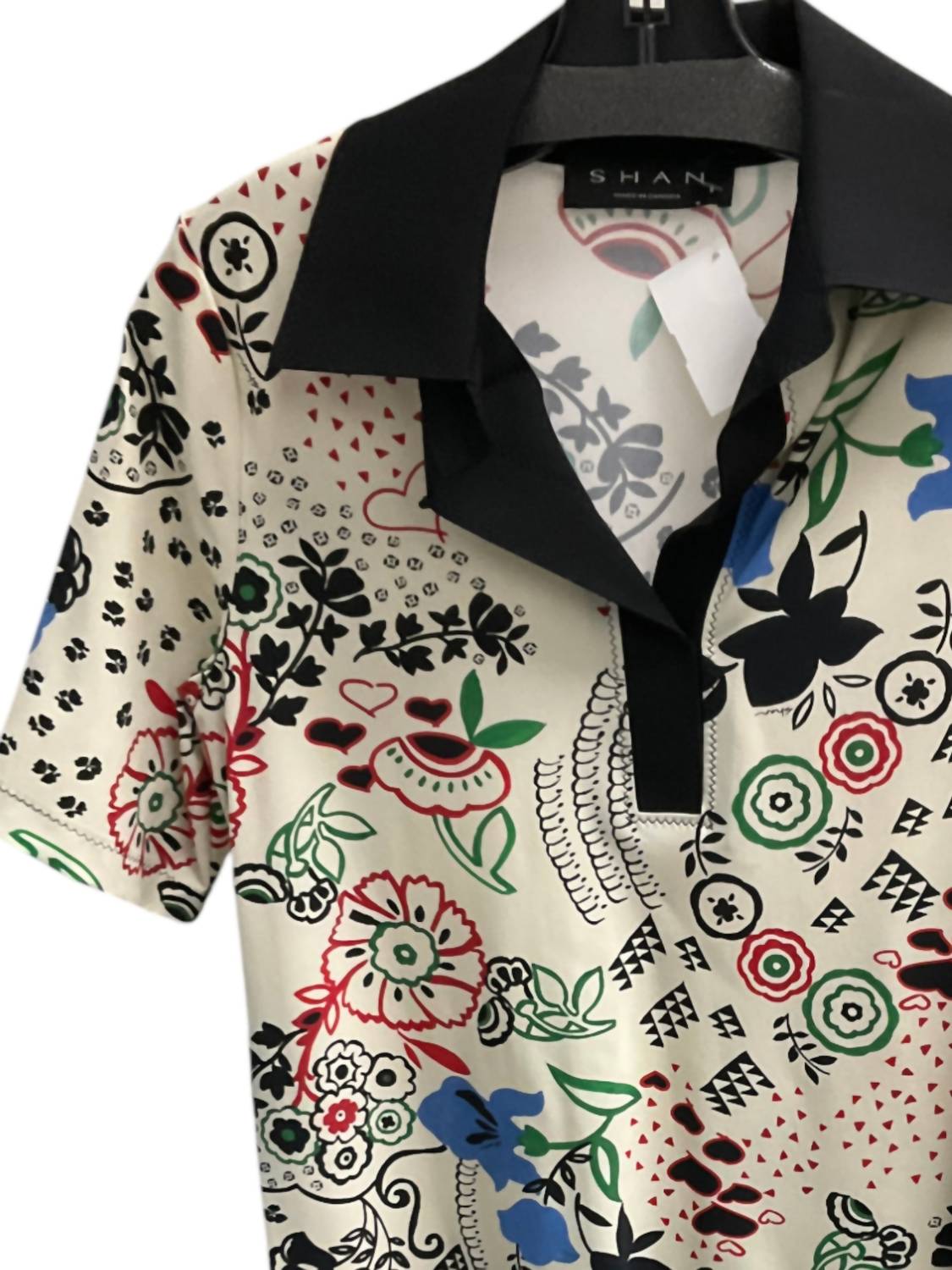 Shan - Women's Printed Collared Short Dress - beige - clothing - dresses