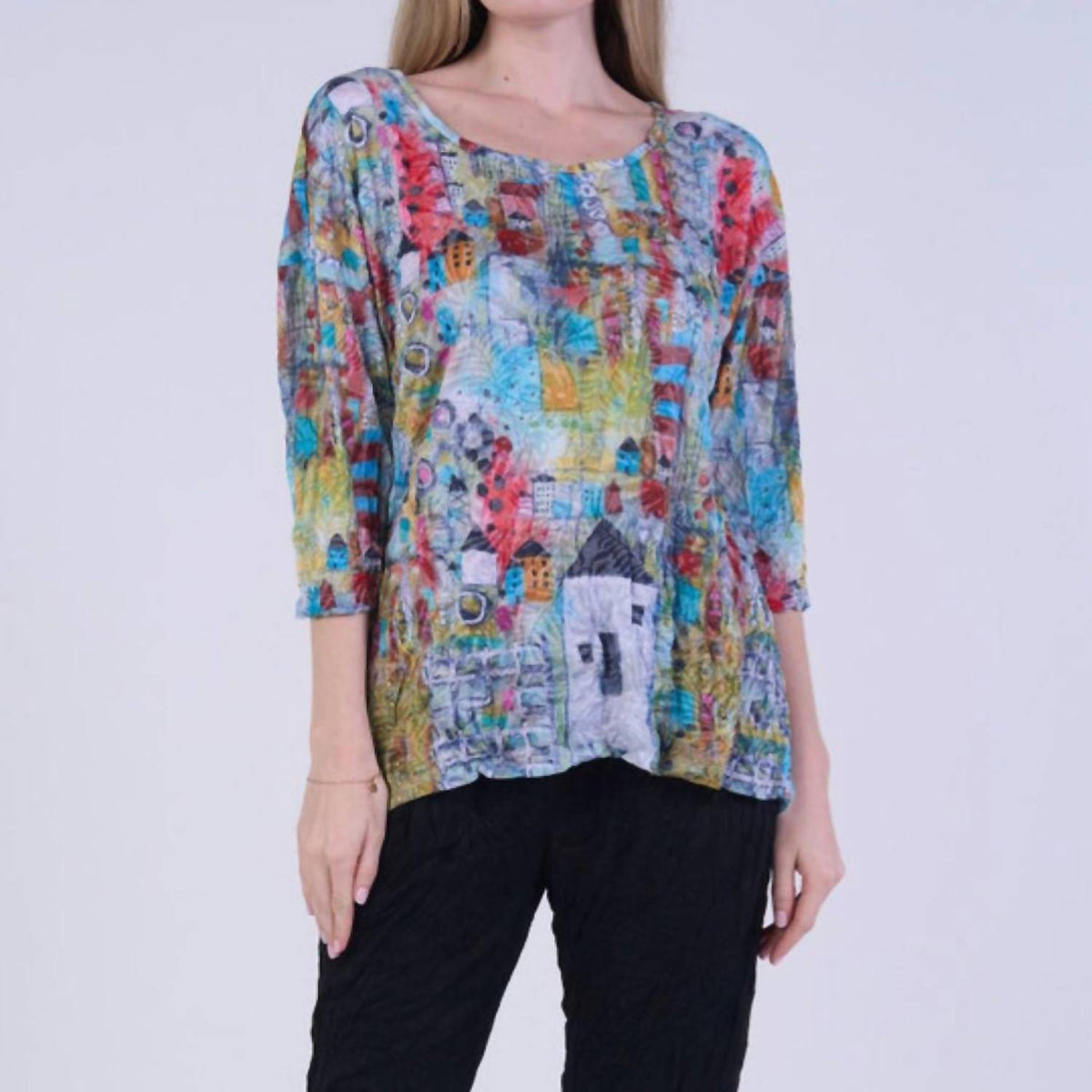 Shana Apparel - Crinkle Button Back Tunic Top