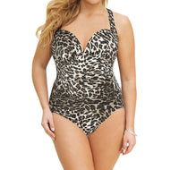 Shape Solver - Sweetheart One Piece Swimsuit - Plus - animal - bikinis - black