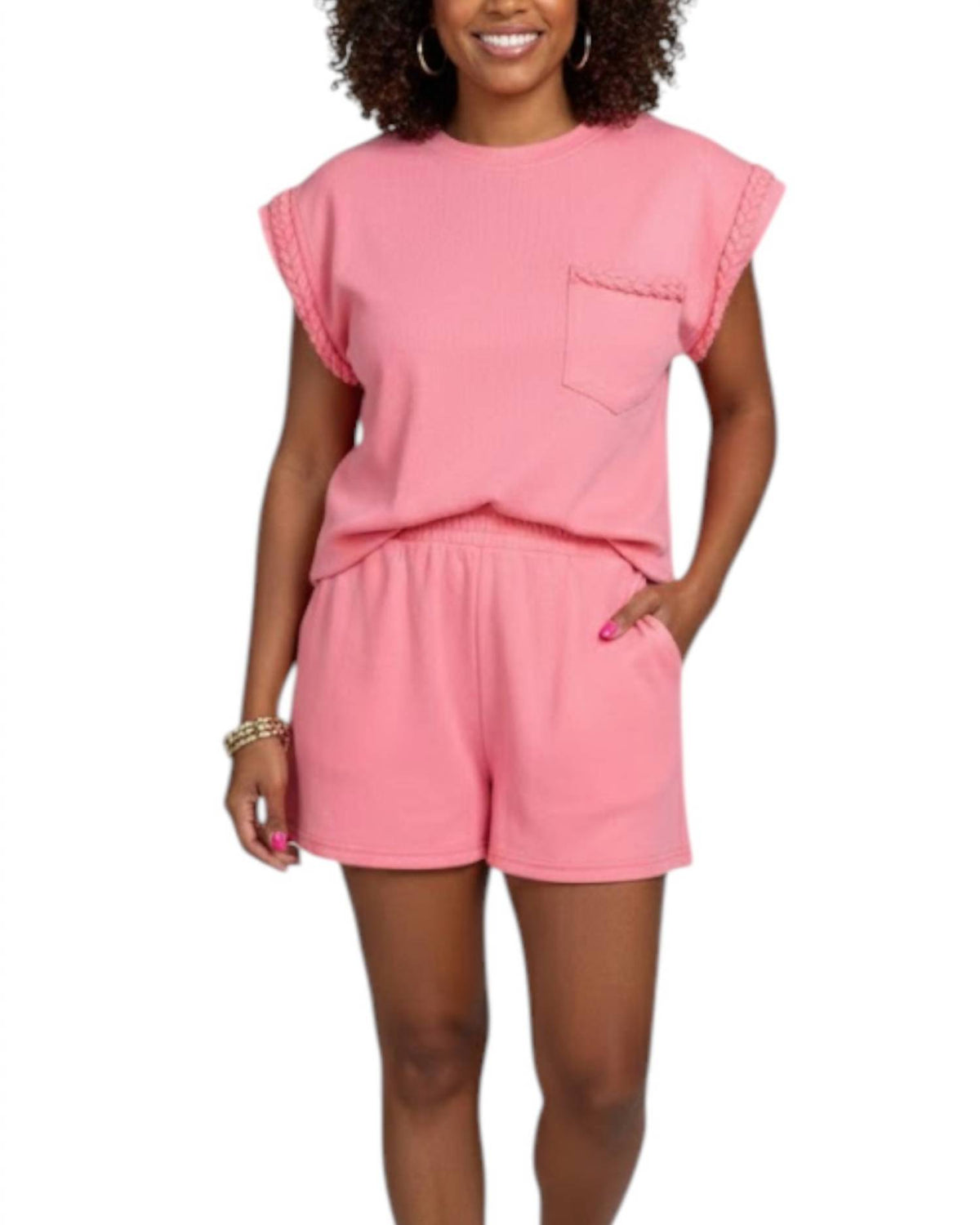 She + Sky - Braided Knit Romper