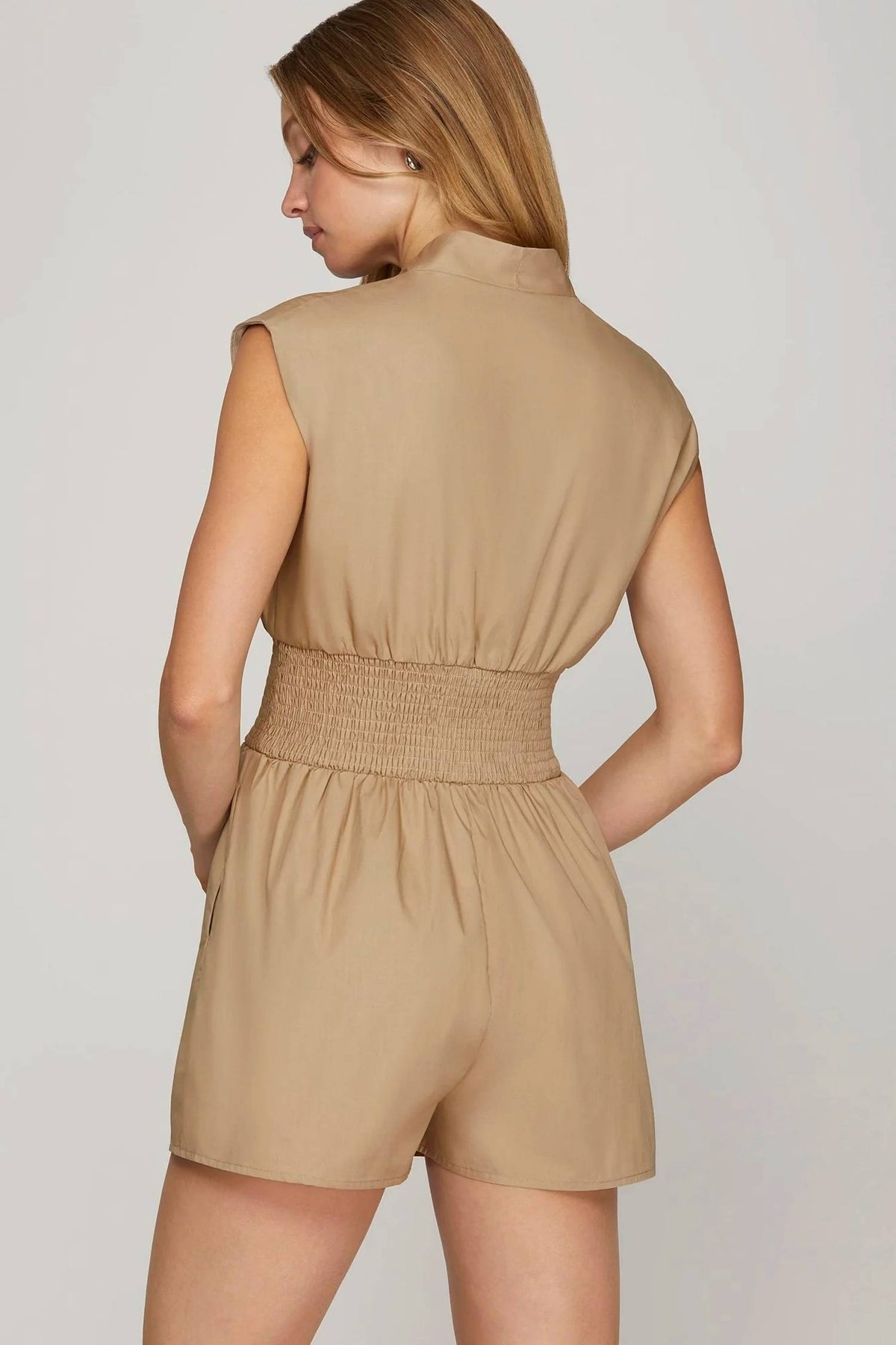 She + Sky - Cap Sleeve Front Zip Romper