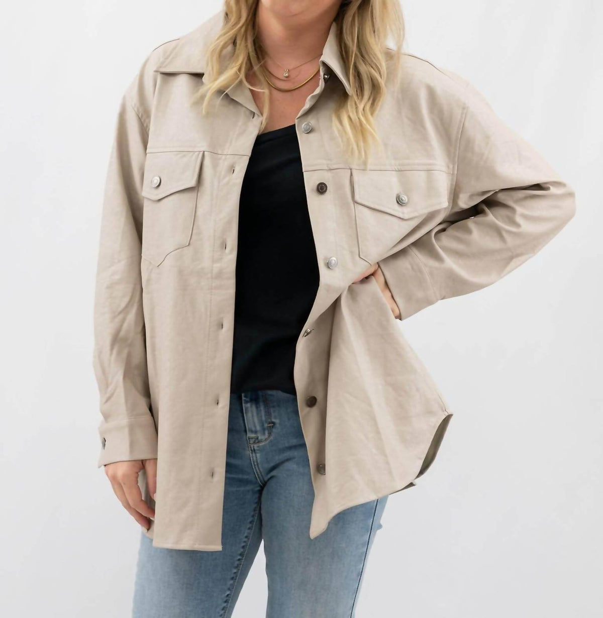 She + Sky - Faux Leather Shacket