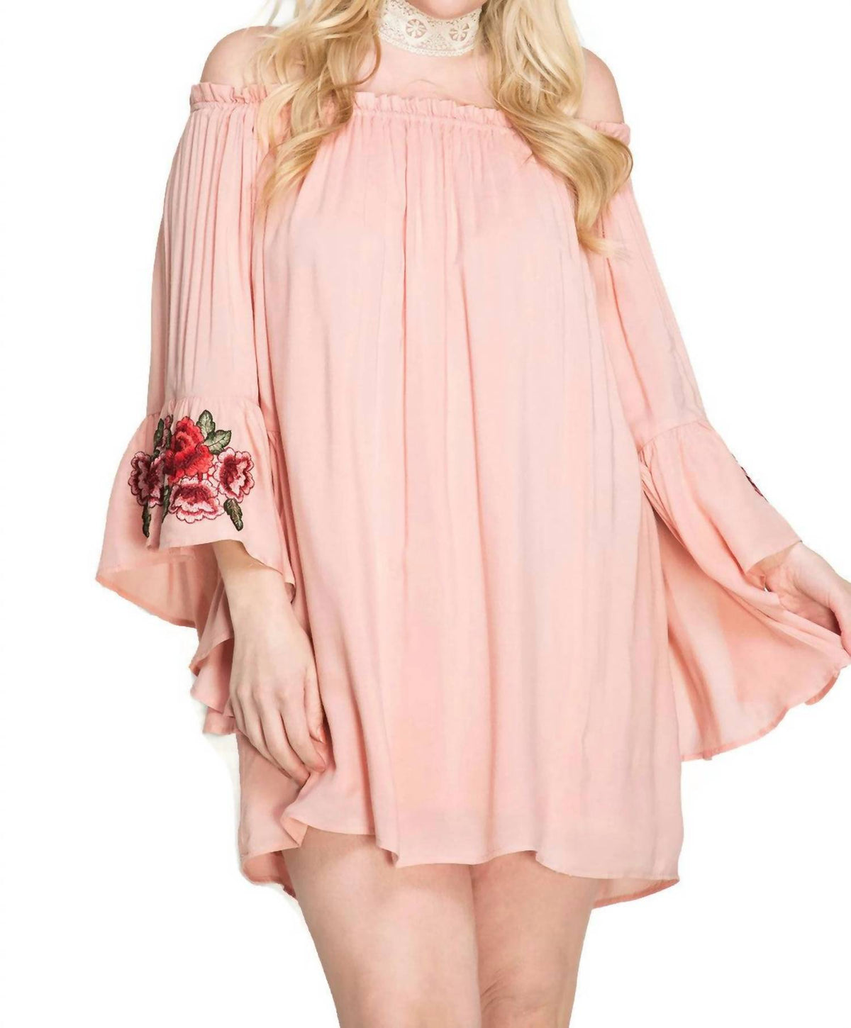 She + Sky - Floral Off The Shoulder Mini Dress - PLUS