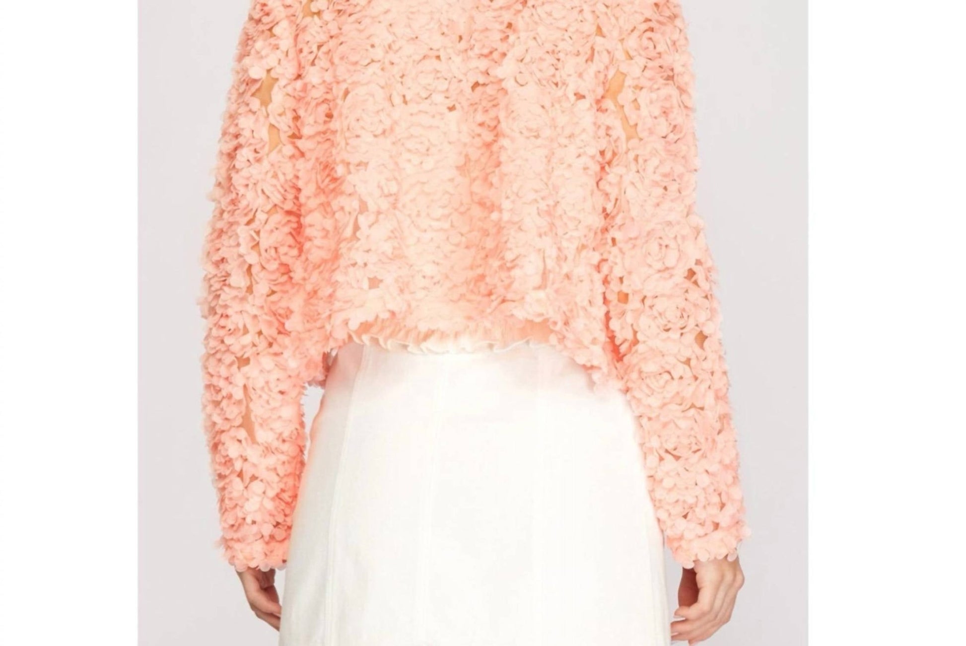 She + Sky - Flower Appliqué 3d Mesh Short Jacket Cardigan - cardigans - clothing - floral