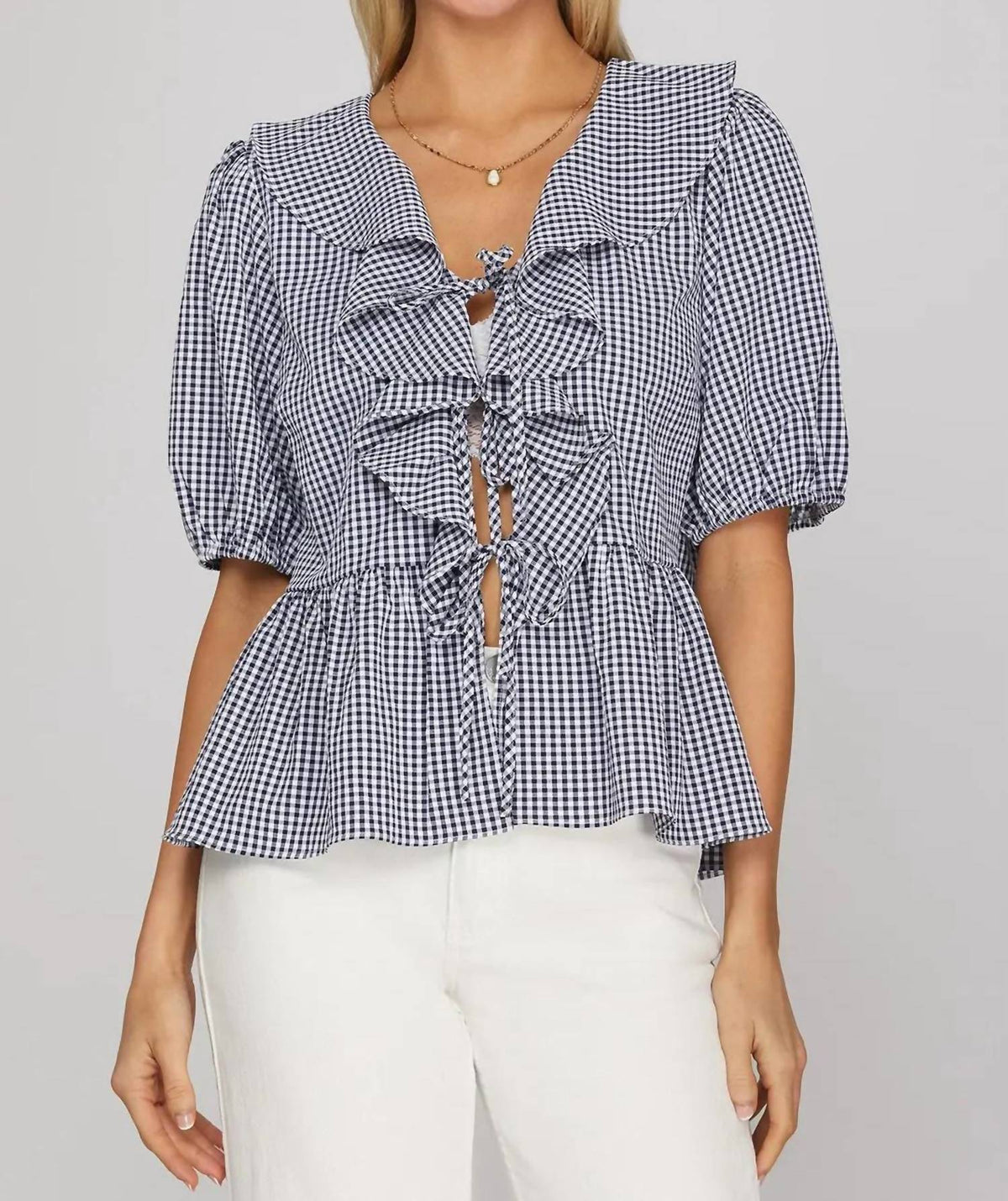 She + Sky - Gingham Grace Top