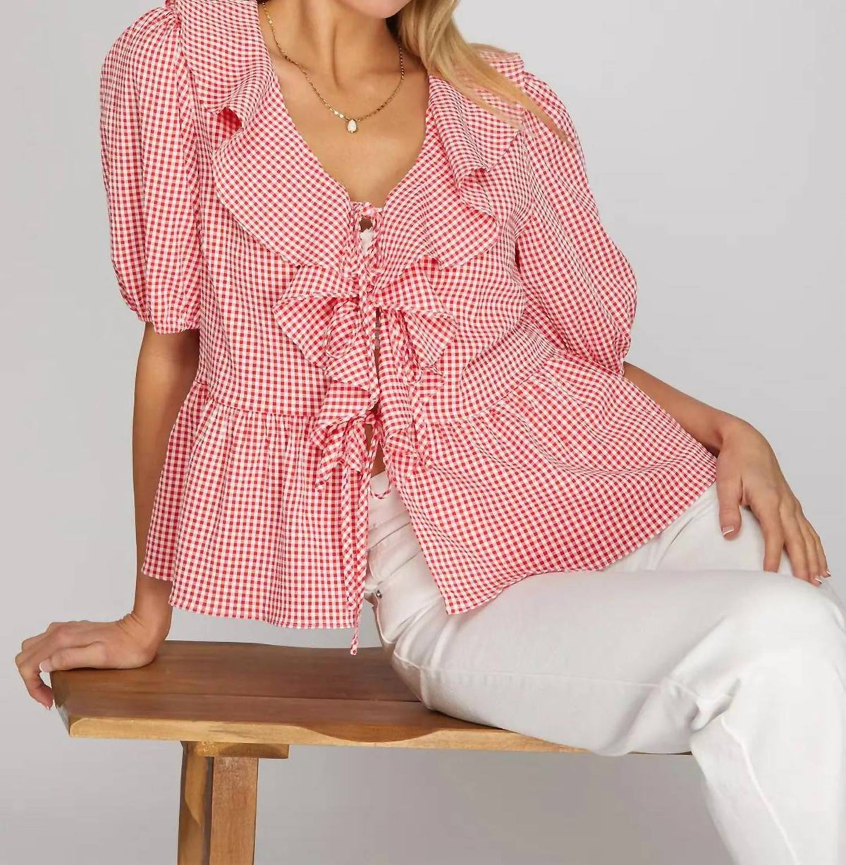 She + Sky - Gingham Grace Top