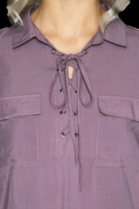She + Sky - Lace Up Shirt