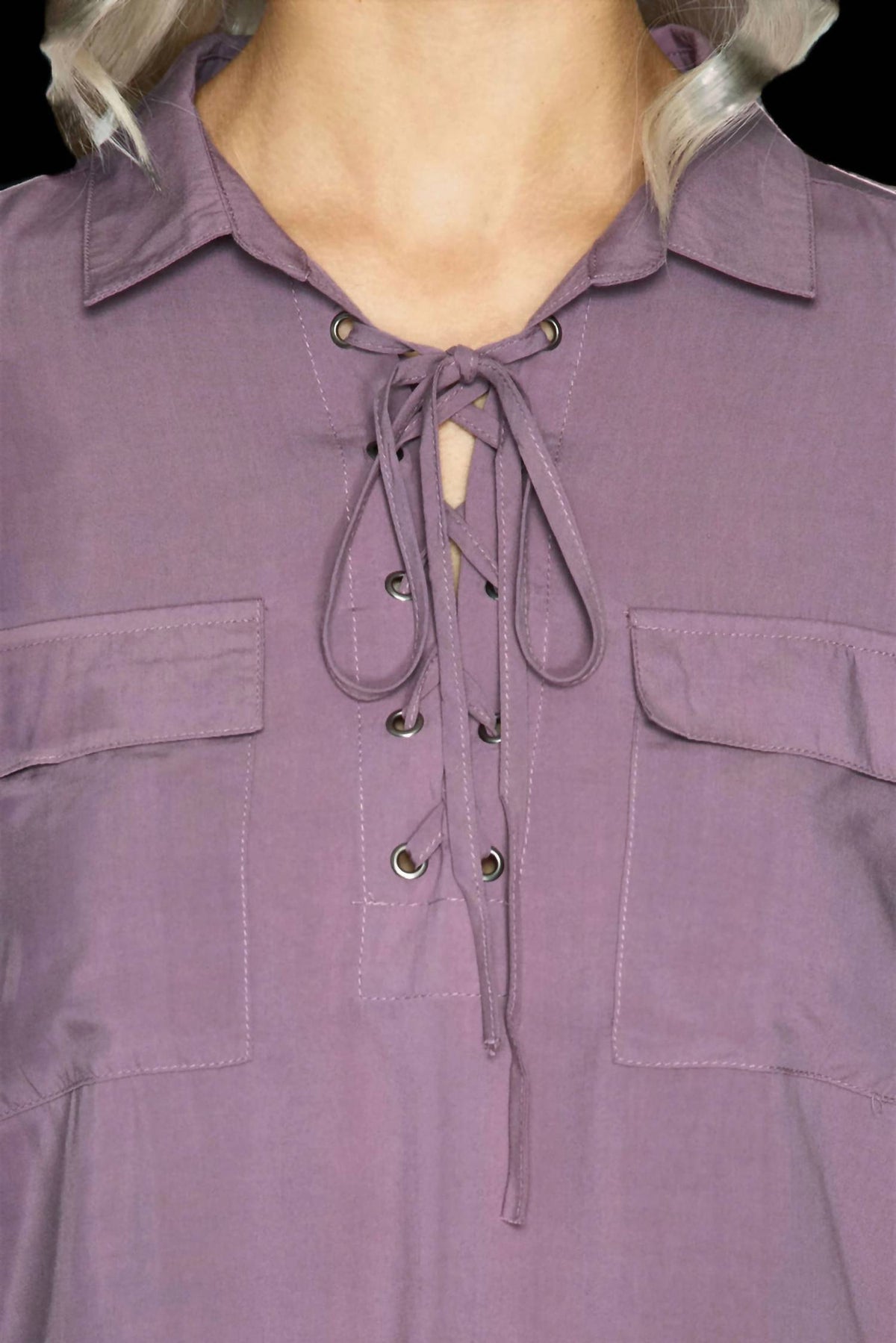 She + Sky - Lace Up Shirt