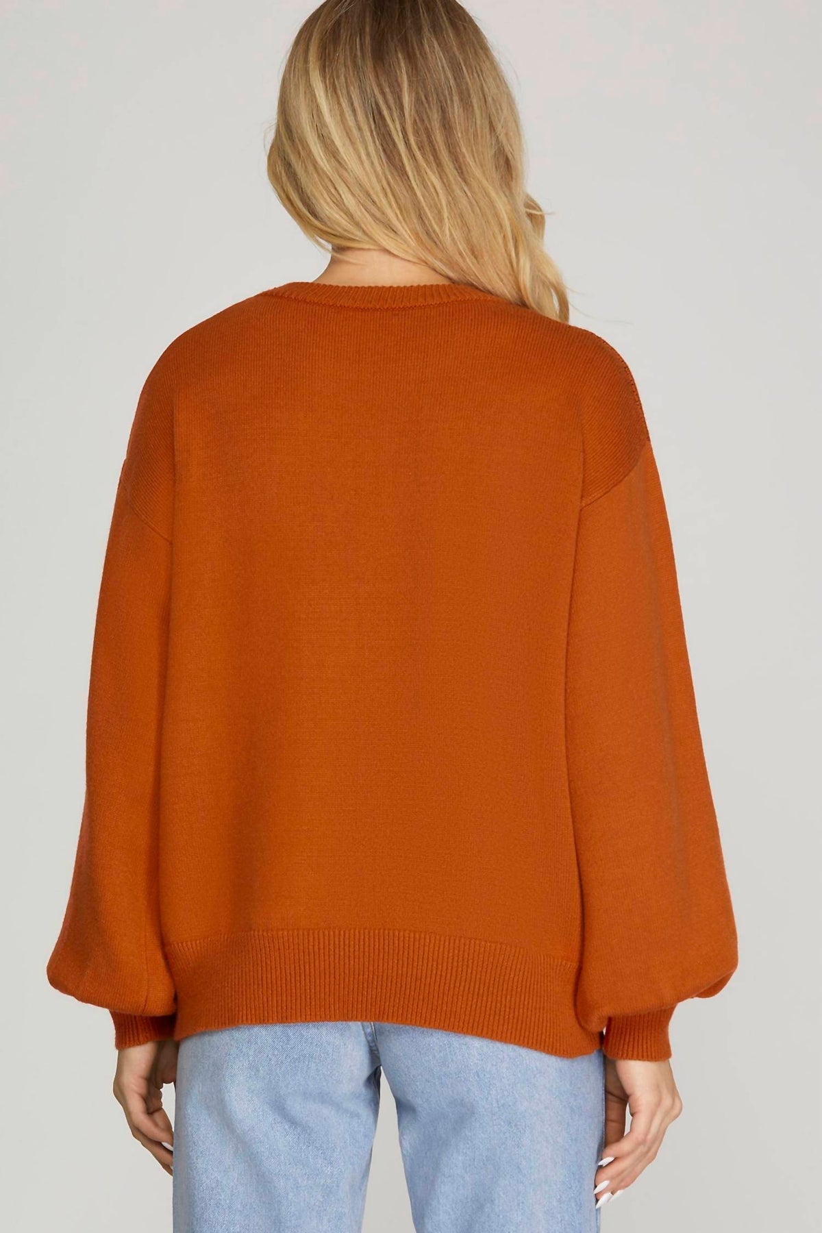 She + Sky - LONG SLEEVE HALLOWEEN PATTERN SWEATER TOP