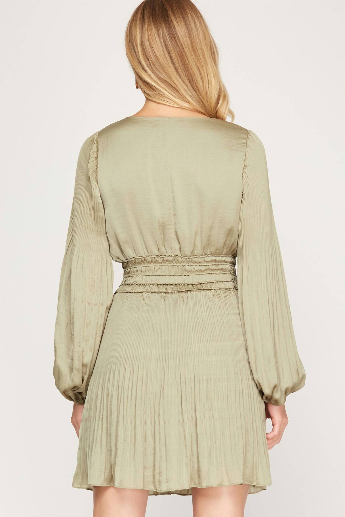 She + Sky - Long Sleeve Satin Dress