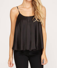 She + Sky - Rounded Sweep Satin Cami Top