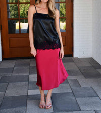 She + Sky - Satin Midi Skirt