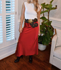 She + Sky - Satin Midi Skirt