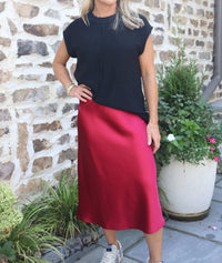 She + Sky - Satin Midi Skirt