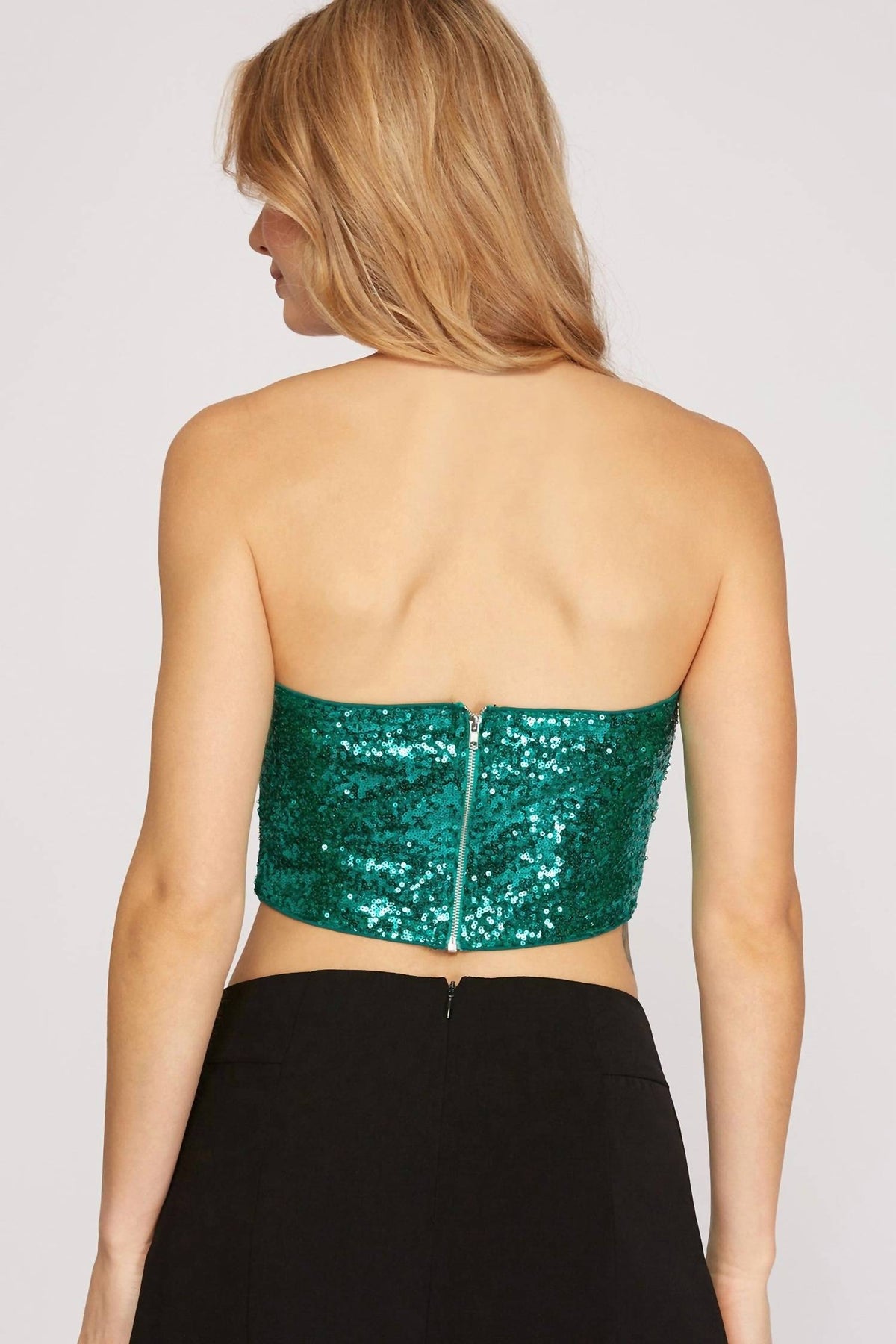 She + Sky - Sequin Crop Tube Top