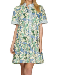 She + Sky - Short Sleeve Mini Printed Dress