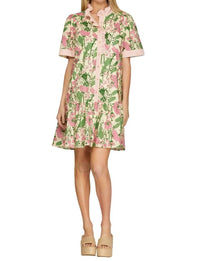 She + Sky - Short Sleeve Mini Printed Dress