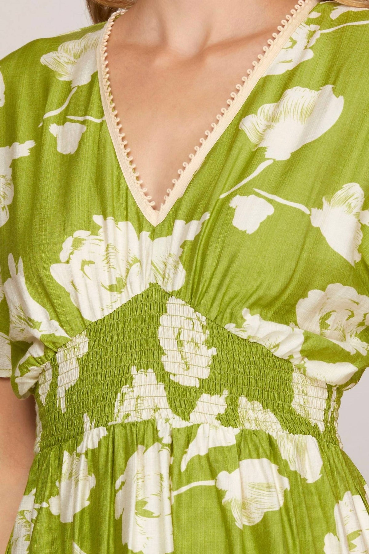 She + Sky - Short Sleeve Woven Print Tiered Dress