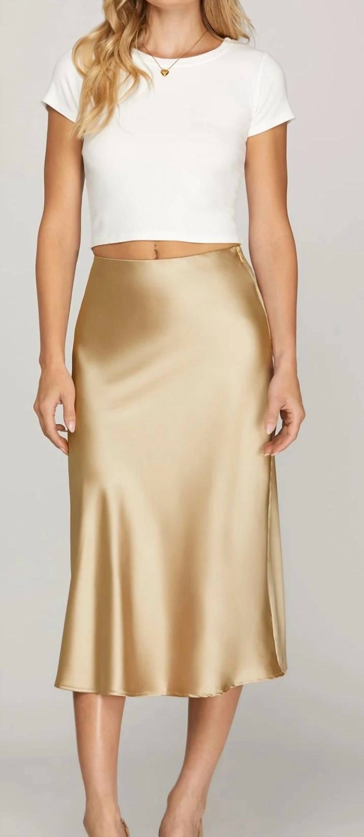 She + Sky - Silk Midi Skirt