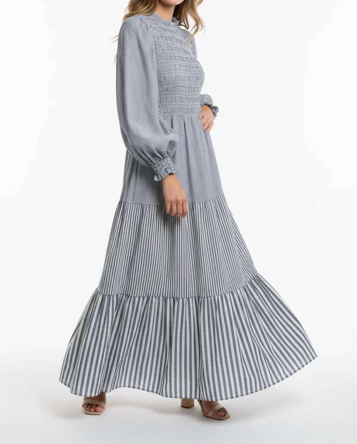 She + Sky - Smocked Top Tiered Maxi Dress
