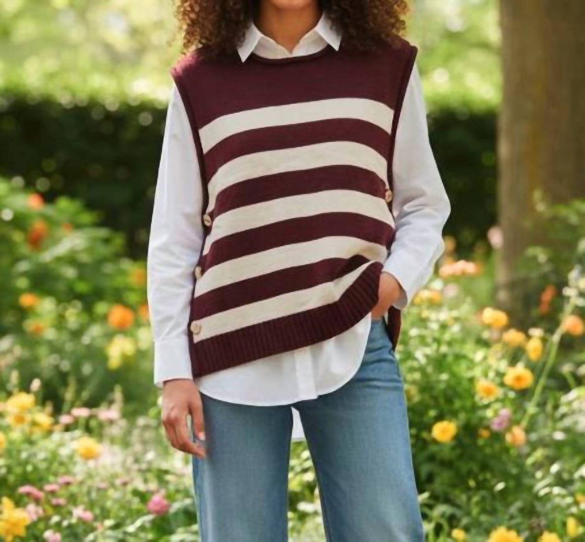 She + Sky - Stripe Tank Top
