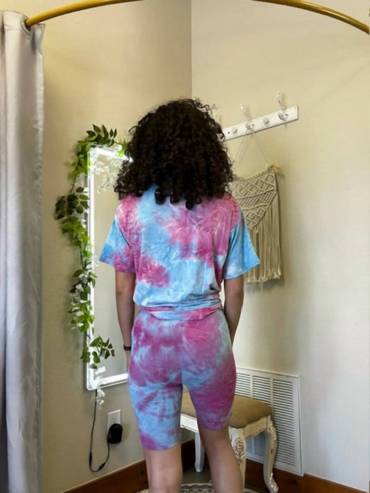 She + Sky - Tie Dyed Knit Biker Shorts - bike - shorts - clothing - pink