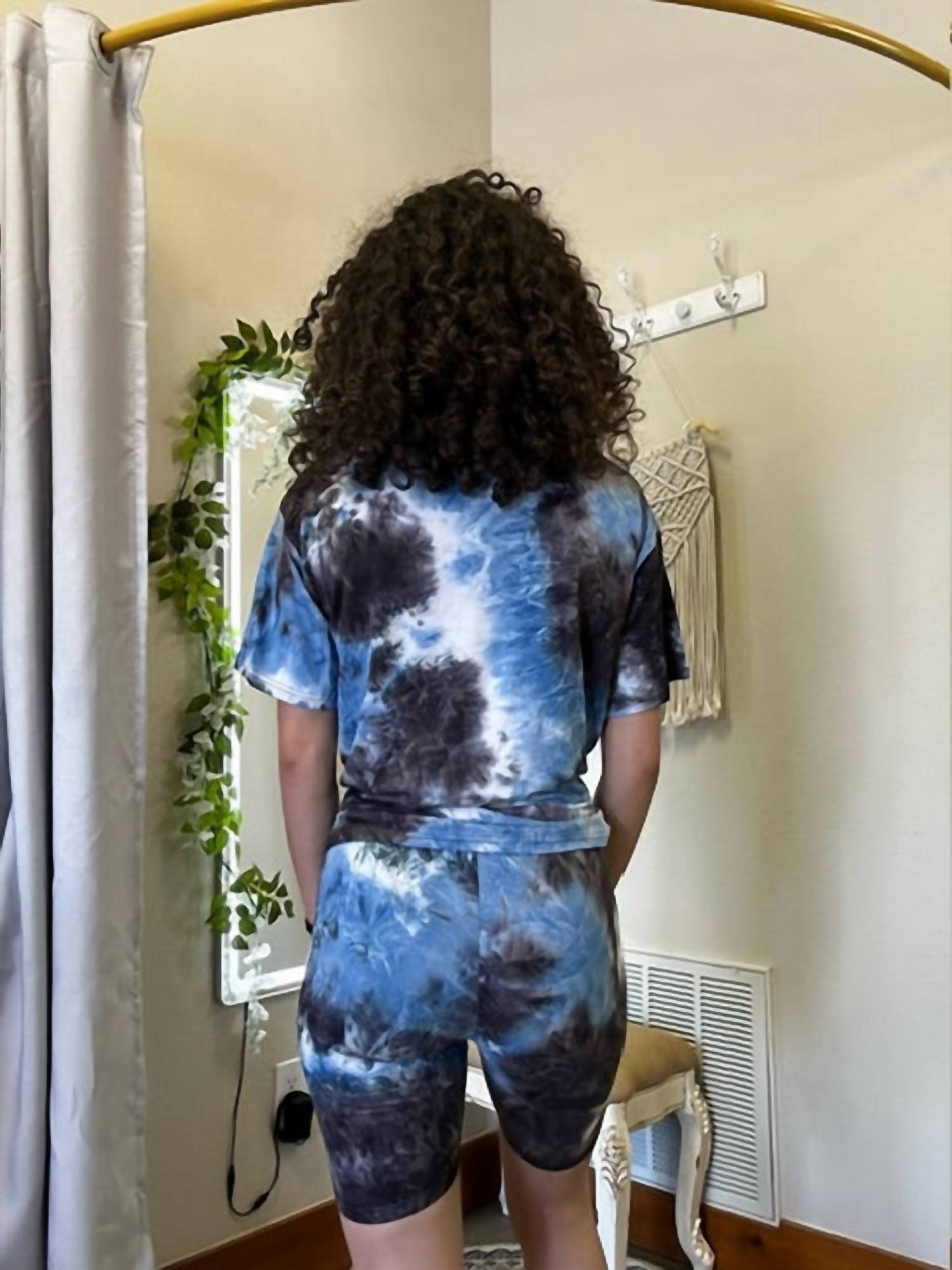 She + Sky - Tie Dyed Knit Biker Shorts - bike - shorts - blue - clothing