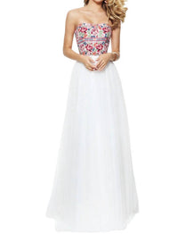 Sherri Hill - Embroidered Strapless Prom Dress