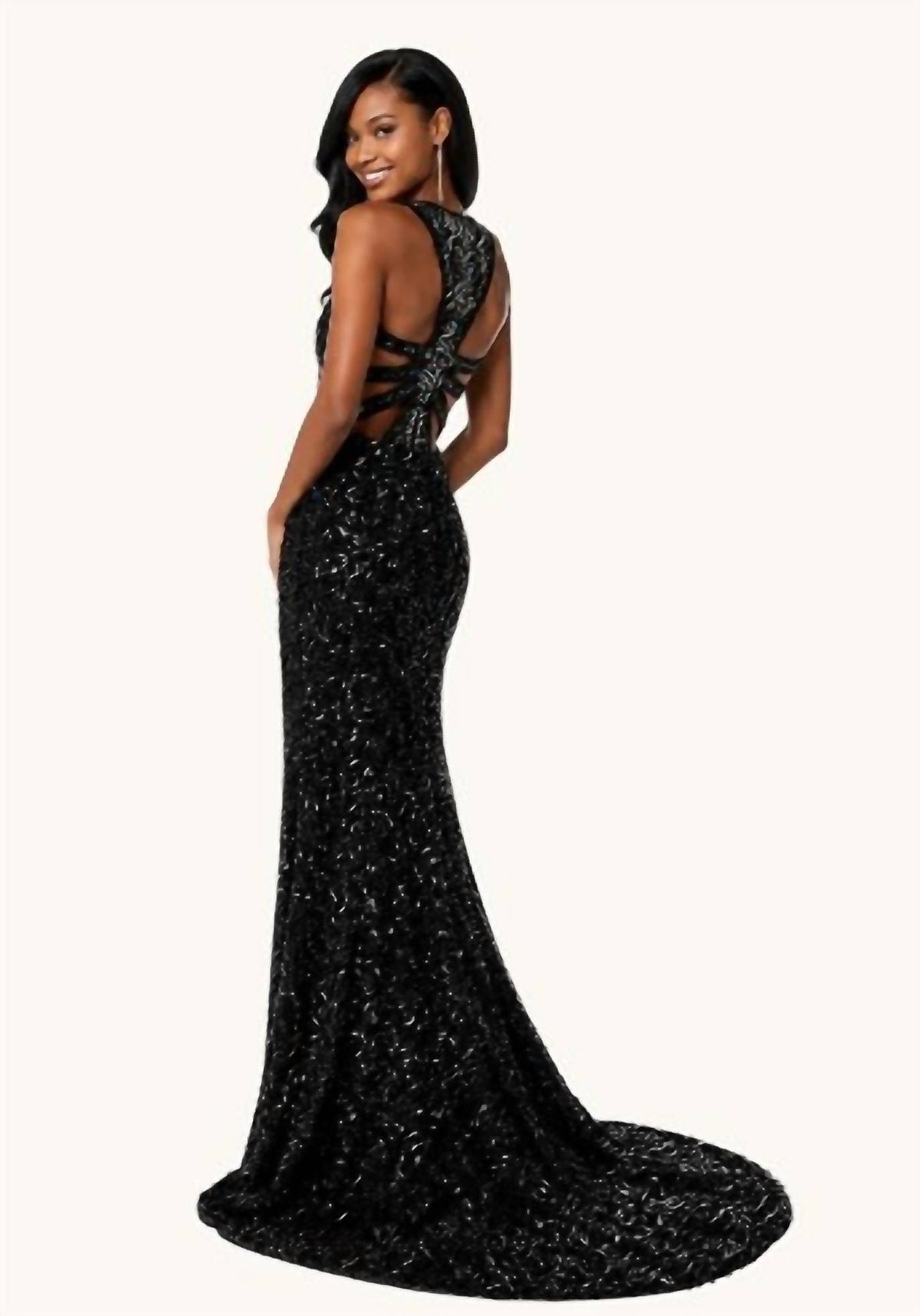 Sherri Hill - Open Back High Slit Halter Gown
