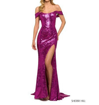 Sherri Hill - Off Shoulder Sequin Gown With Corset Bodice